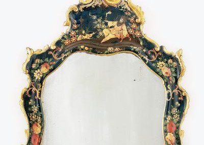 A LACQUERED DRESSING TABLE MIRROR
